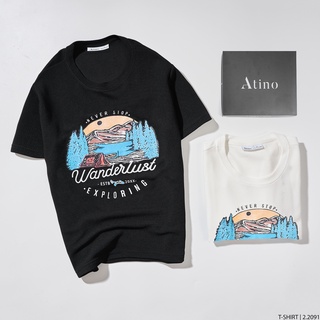 Áo phông cộc tay in hình wanderlust atino chất liệu cotton hàn quốc form regular-fit ap2.2091