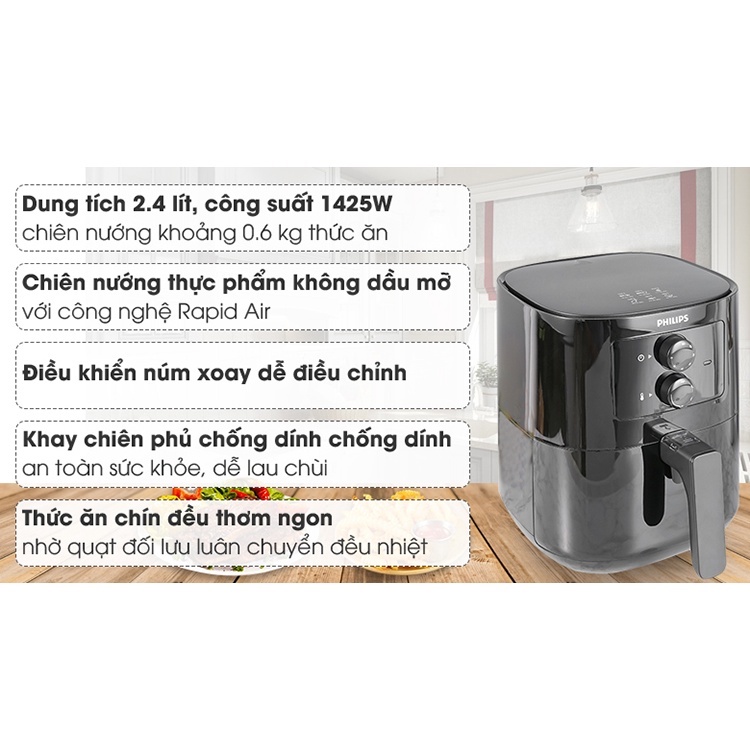 Nồi Chiên Không Dầu PHILIPS Airfryer HD9200/90 Hàng Chính Hãng