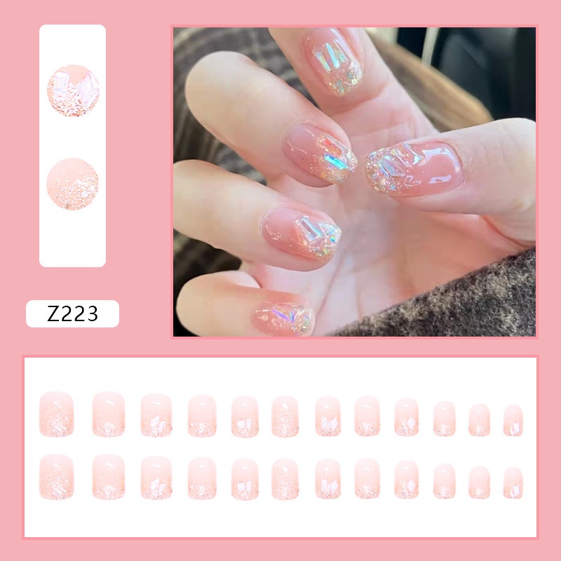 Set 24 móng tay giả thời trang kèm keo dán tiện dụng