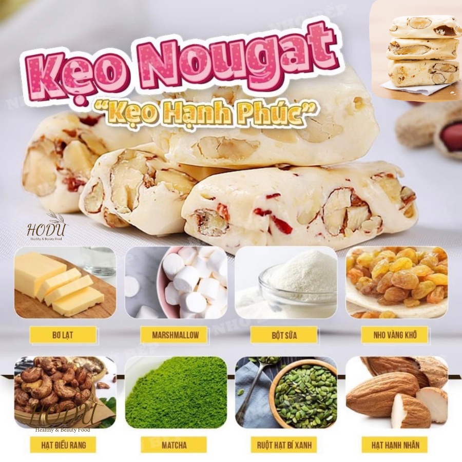 Kẹo hạt Nougat, kẹo nougat hạnh phúc ăn kiêng ăn vặt thơm ngon healthy 500gram | HODU - Thế giới đồ ăn healthy