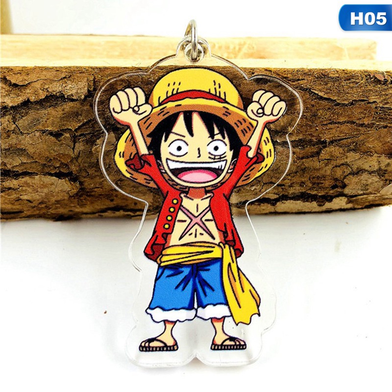 Móc khóa acrylic hai mặt hình hoạt hình One Piece xinh xắn