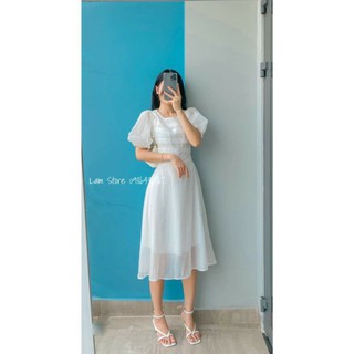 đầm midi trắng xoè