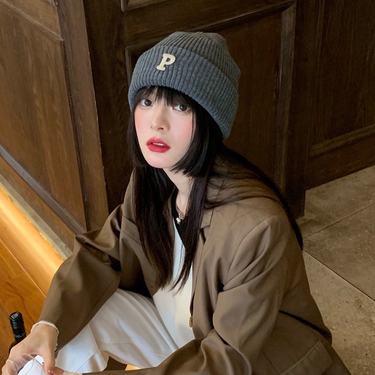Mũ len nam nữ chữ P🍒FREESHIP🍒Nón len dệt kim giữ ấm thời trang Hàn Quốc
