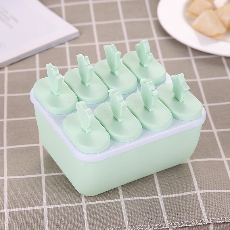 Khuôn silicon 8 ngăn làm kem que bằng nhựa có thể tái sử dụng DIY