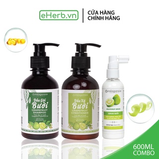 Bộ 3 sản phẩm kích thích mọc tóc & ngăn rụng: dầu gội, dầu xả, serum bưởi MILAGANICS (600ml/ bộ)