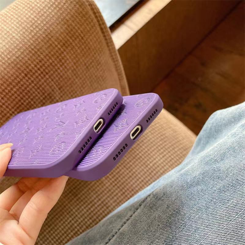 Ốp điện thoại in logo LV màu tím cho iphone 13 Pro Max i13 13pro 11 Pro Max i11 i7 i8 SE 7plus 8plus iX XS XR Xs MAX 12 12Pro 12 Pro Max