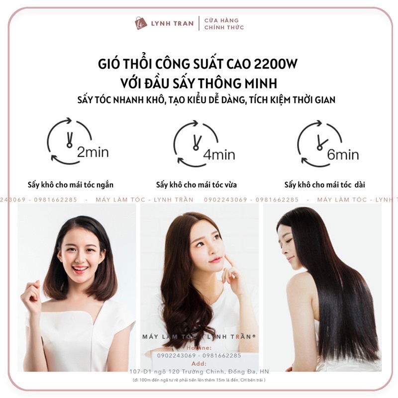 Máy sấy tóc ION công suất lớn 2200W đầu sấy tản gió tự động Riwa®️