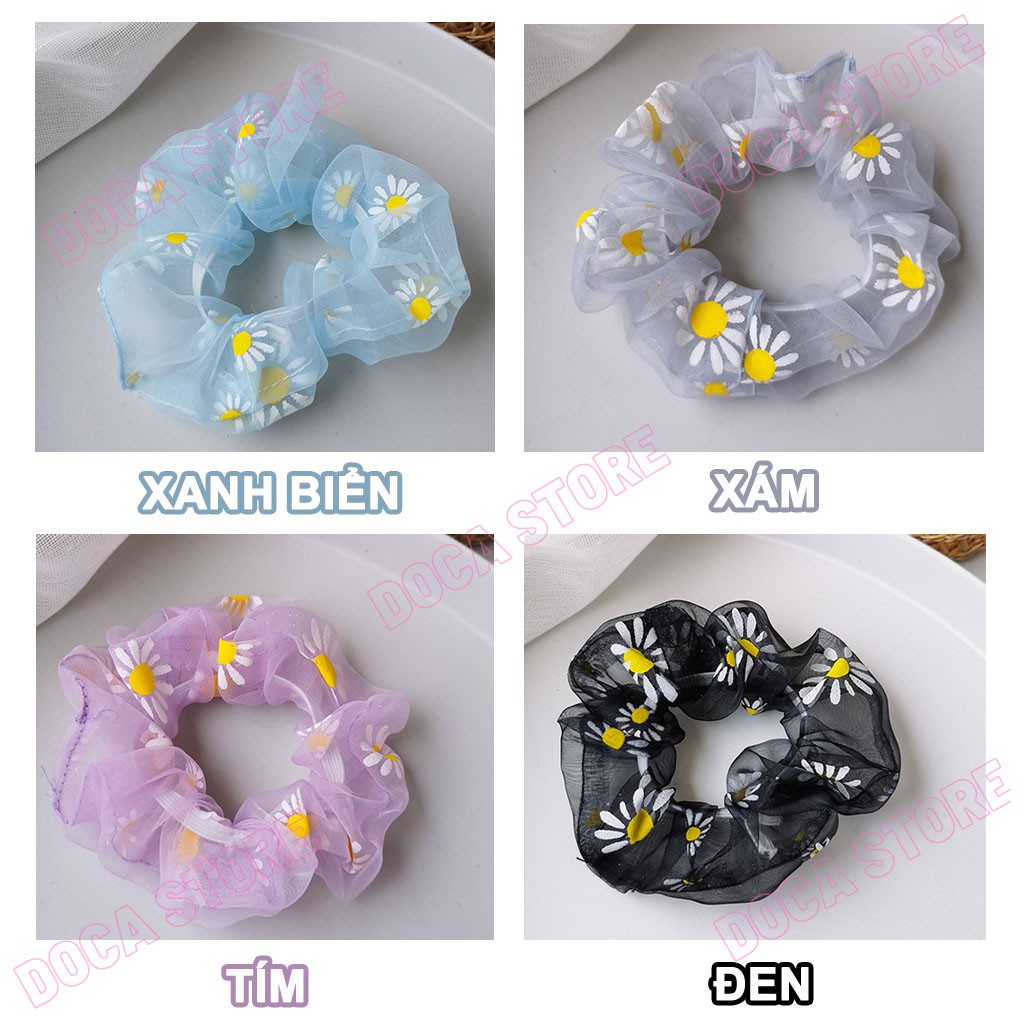 Buộc tóc vải Scrunchies Hoa Cúc In CT68
