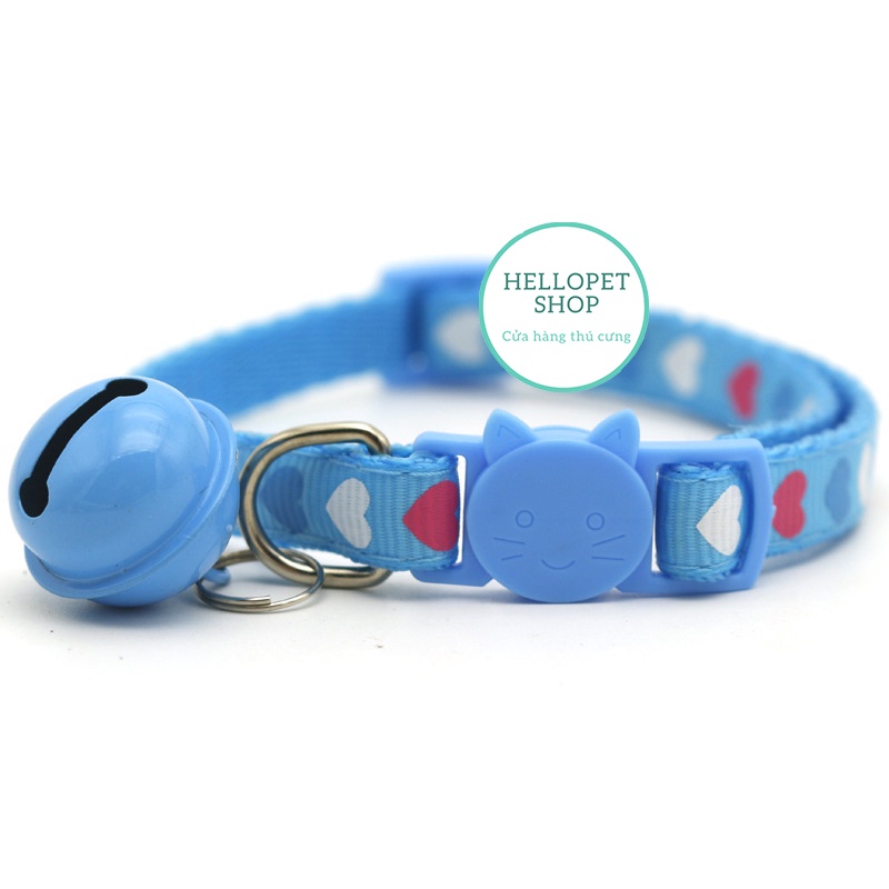 Vòng cổ cho chó mèo, thú cưng HELLOPET, dây đeo cổ cho mèo có lắc chuông họa tiết mặt mèo cute H78