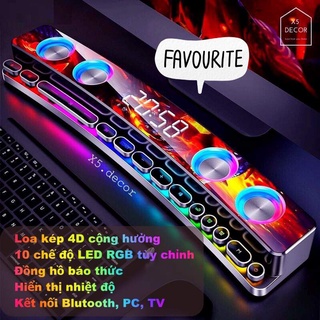 Loa Bluetooth LED RGB quang phổ 10 chế độ Led cao cấp - Tích hợp Đồng hồ + Nhiệt độ, Kết nối PC, TV - Soaiy SH39 cao cấp