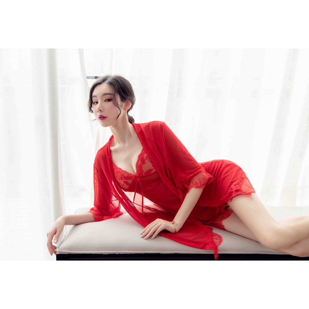Đầm ngủ sexy và áo choàng ngủ ren sexy gợi cảm quyến rũ cao Quảng Châu ren siêu mềm mịn Cao Cấp VAYAOCHOANGT