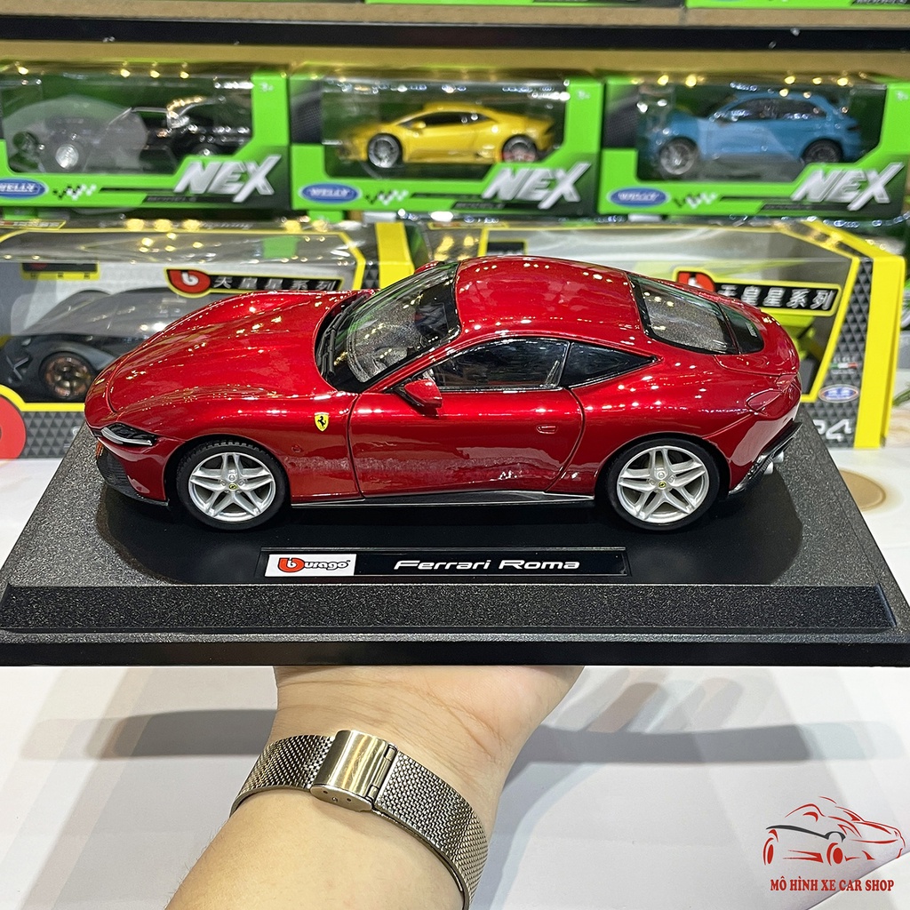 Mô hình ô tô siêu xe Ferrari Roma tỉ lệ 1:24 hãng Burago Carshop màu đỏ