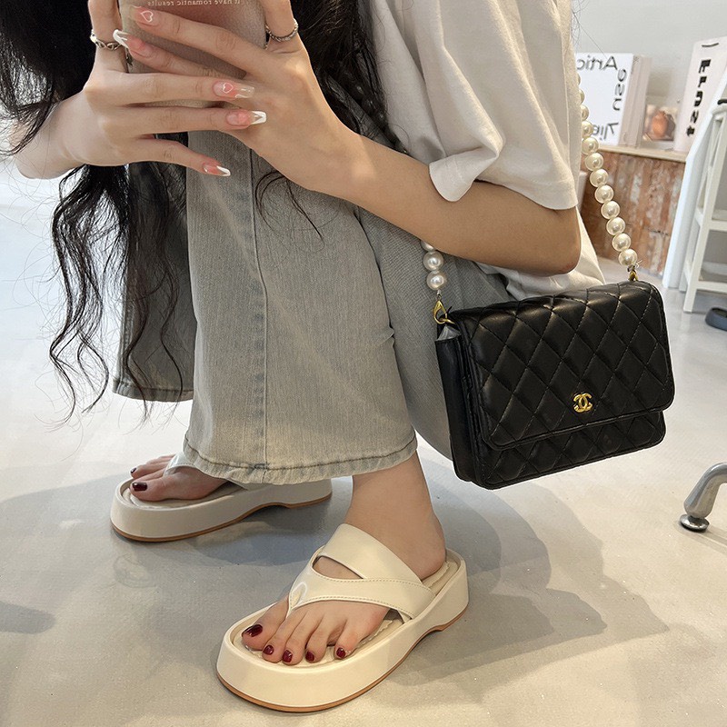 Dép quai ngang xỏ ngón đế dày mềm mại thoải mái thời trang hè cho nữ Thu Kieu Store