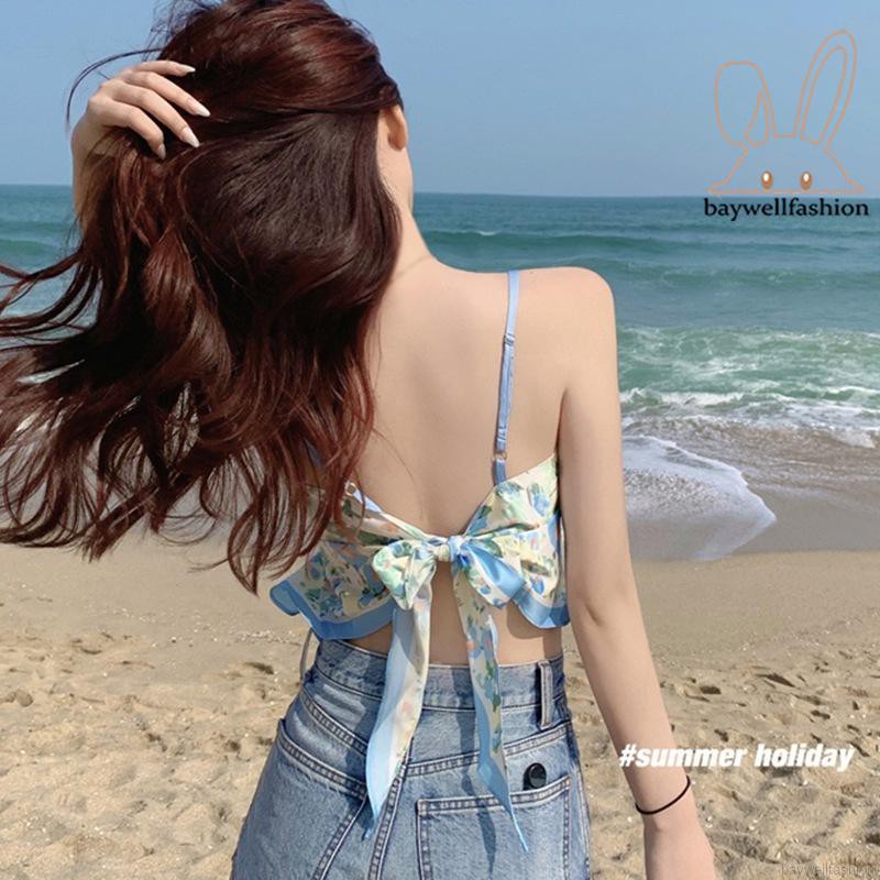 Áo Croptop Sát Nách Hoạ Tiết In Thiết Kế Hở Lưng Quyến Rũ | BigBuy360 - bigbuy360.vn