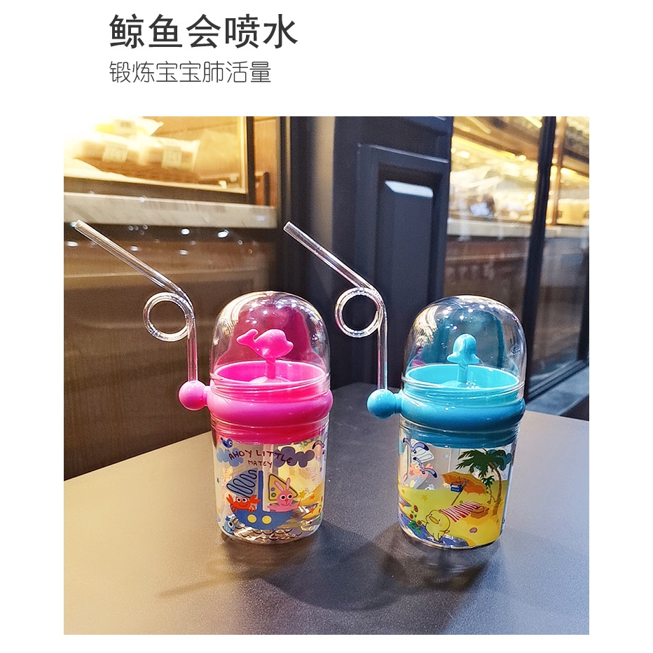Bình đựng nước có ống hút hình cá voi đáng yêu cho bé