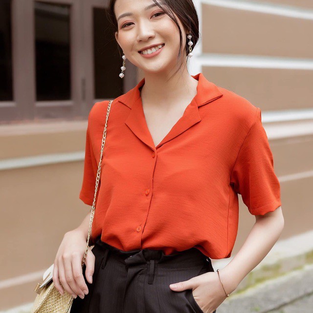 Áo Sơ Mi Nữ Ngắn Tay, Áo Kiểu Nữ Dáng Suông Đẹp Kiểu Cách Hàn Quốc, Chất Vải Cao Cấp, Mát Mịn Tôn Màu Da | Giftylady | BigBuy360 - bigbuy360.vn