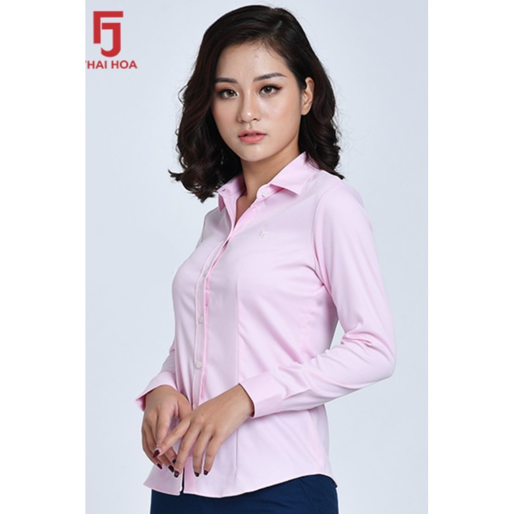 Áo Thái Hoà màu xanh thiên thanh vải sợi tre thoáng mát | BigBuy360 - bigbuy360.vn