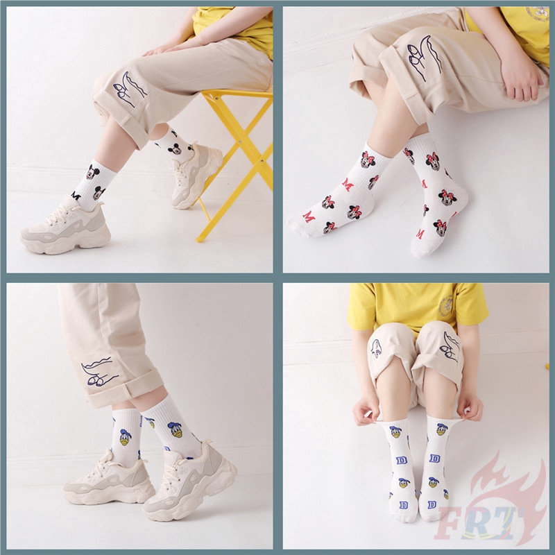 ❣️1 Cặp Vớ cotton Dài Đến Đầu Gối In Hình mickey / minnie / don / piglet / winnie / james / mike Hoạt Hình disney❣️Vớ Bông Hoạt Hình Vớ unisex