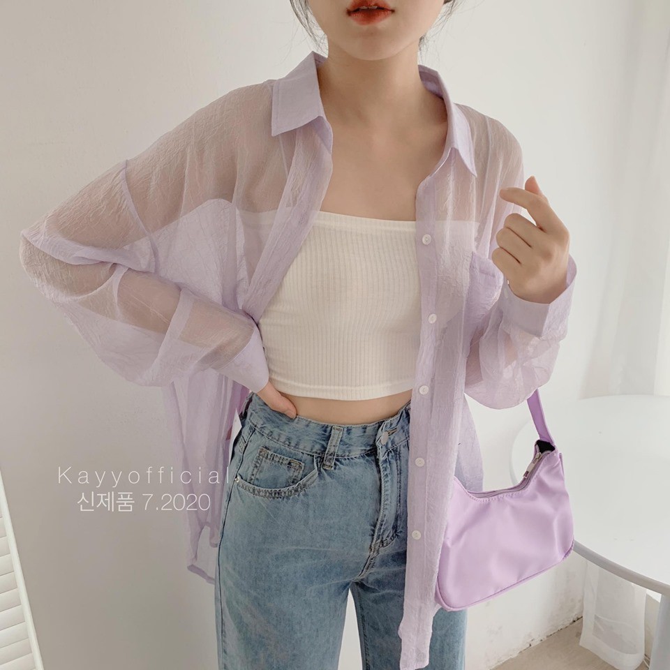 Sơ mi nhăn mỏng khoác ngoài ( ảnh thật)