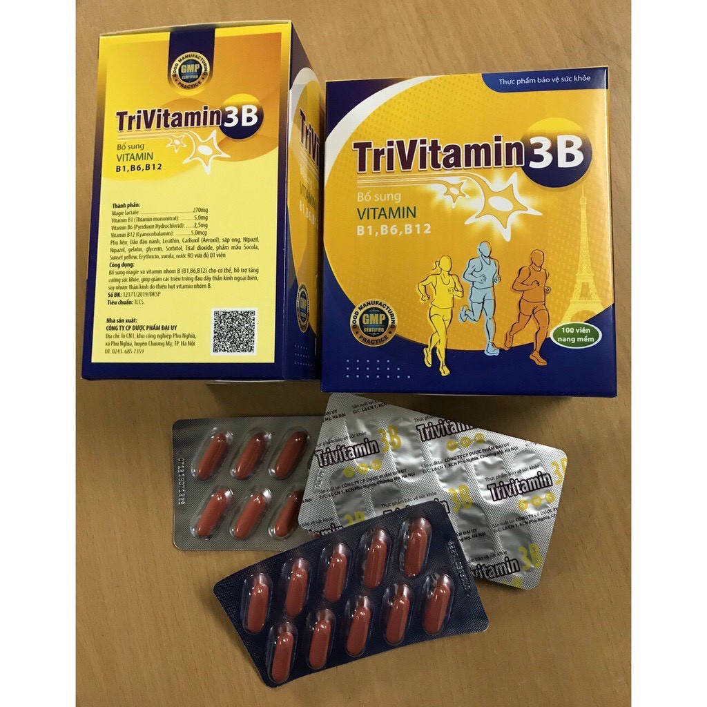 TRIVITAMIN 3B hộp 100 viên nang mềm - Bổ sung Vitamin nhóm B (B1 - B6 - B12) hỗ trợ tăng cường sức khỏe