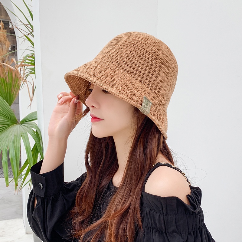 Mũ Bucket Che Nắng Có Nhãn Dán Phiên Bản Hàn Quốc Thời Trang Mùa Hè