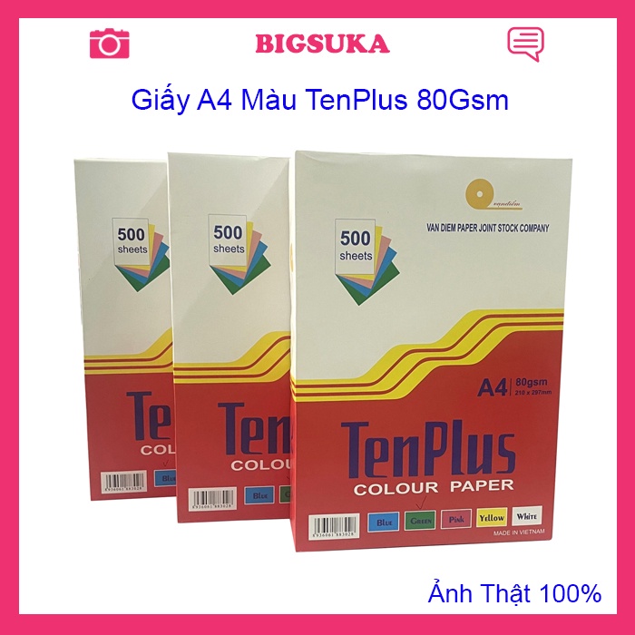 Giấy A4 màu dày 80gsm Paper One 500 tờ BIGSUKA