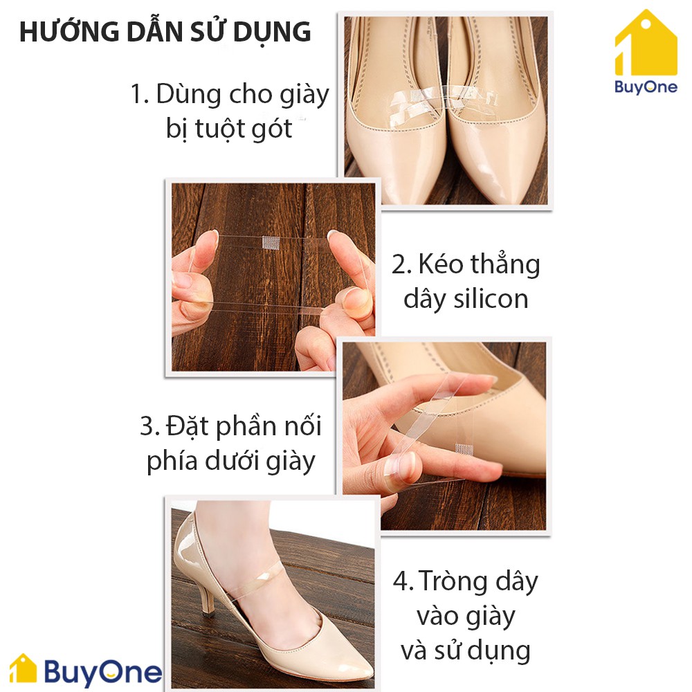 Quai giày ẩn bằng silicon trong suốt giúp giữ giày ôm chân không bị tuột giày khi mang giày cao gót nữ - Buyone - BOPK39