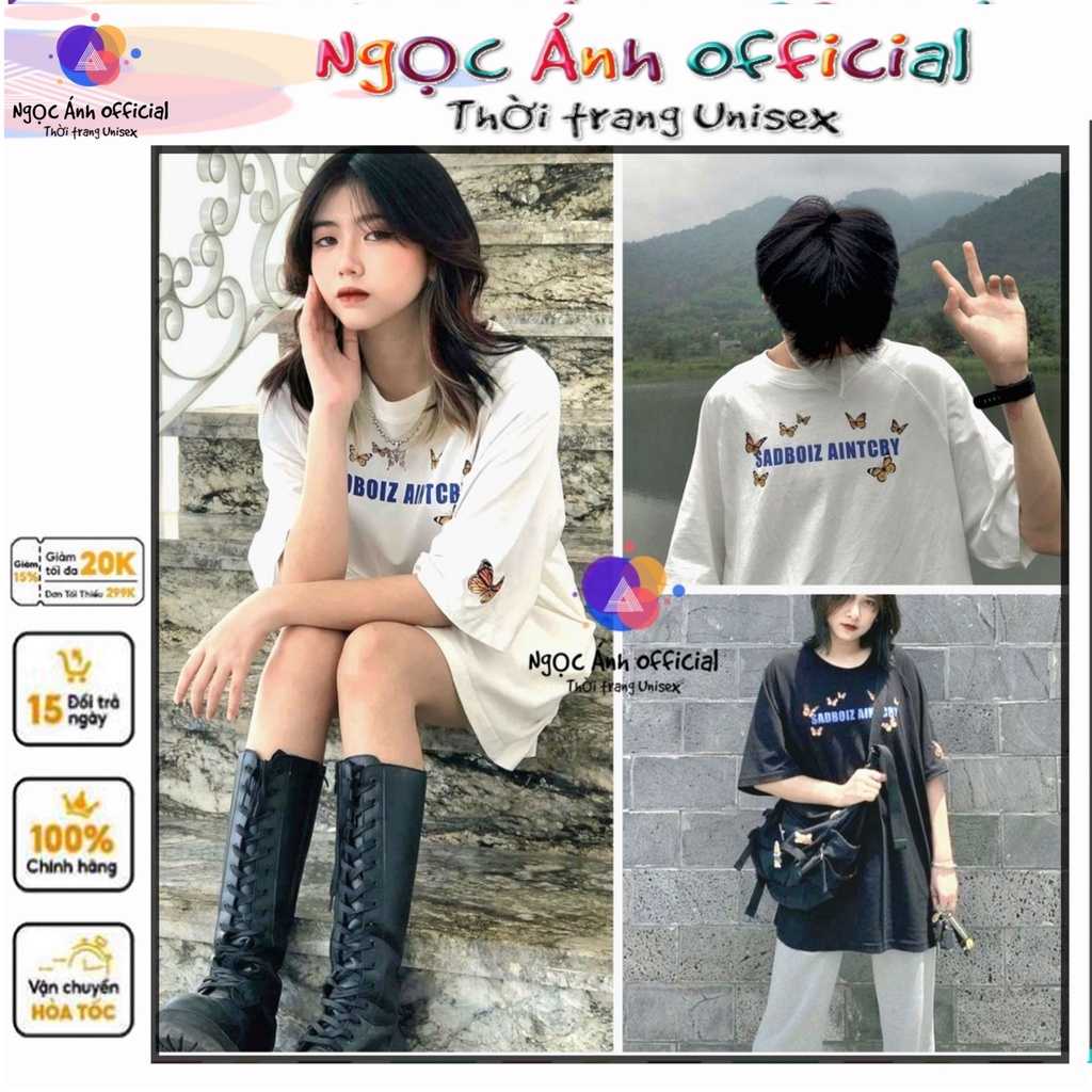 Áo thun Unisex Dreamy Butterfly tay lỡ form rộng nam nữ, Áo phông Unisex chất cotton co dãn
