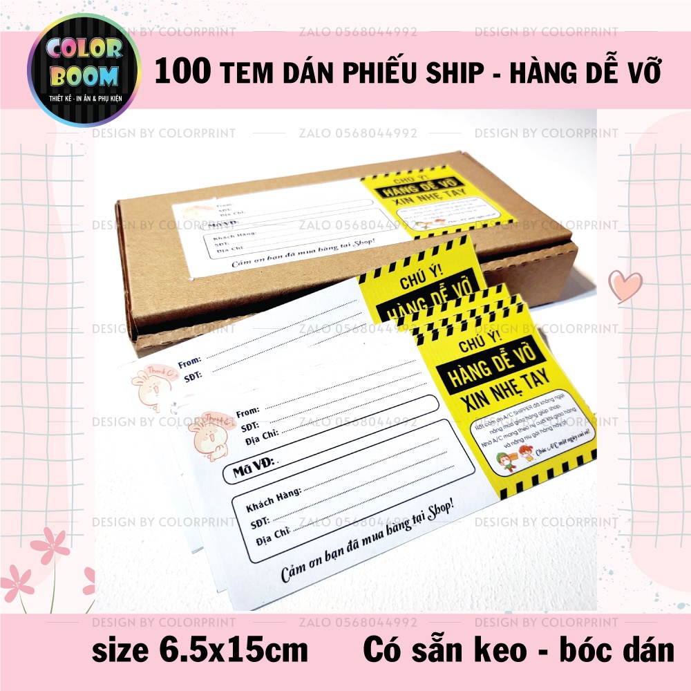 100 Tem Dán Ghi Đơn Hàng - Hàng Dễ Vỡ