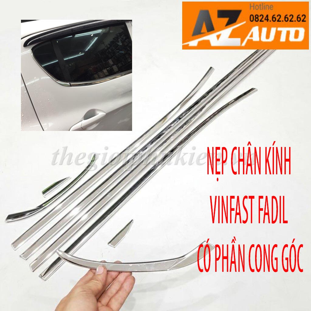 Nẹp Chân Kính Vinfast Fadil Inox Cao Cấp Loại 1 Có Phần Cong Kính Phía Sau