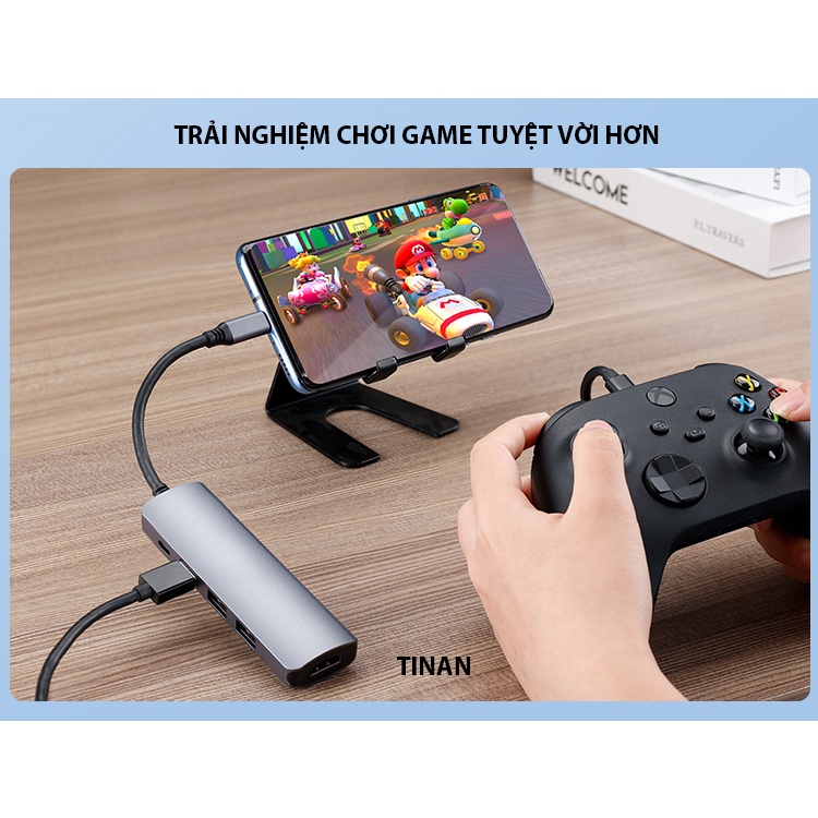 Bộ Adapter Chuyển Đổi TypeC Sang HDMI 4K/ USB/ PD100W, Dùng Cho Máy Tính, Điện Thoại