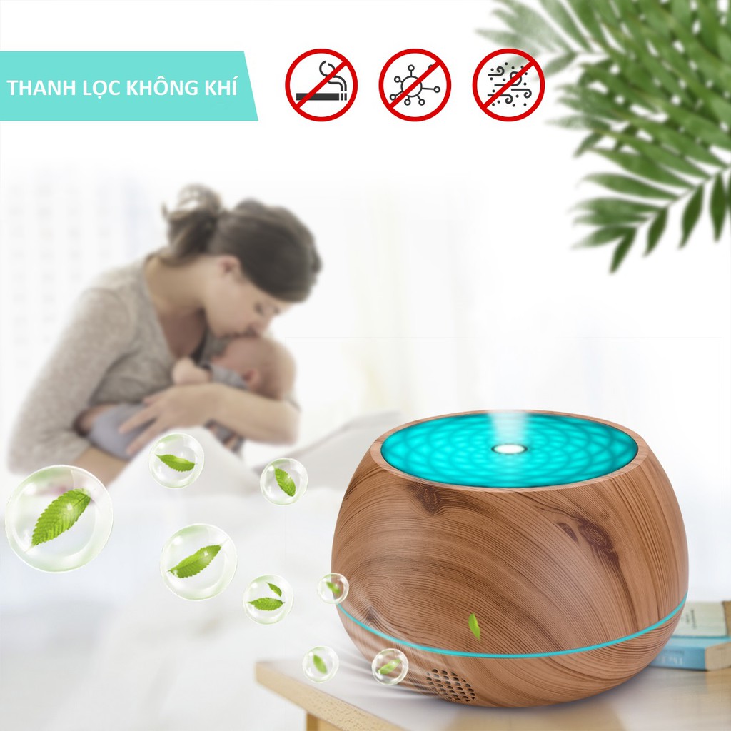 Máy Xông Tinh Dầu MKT2021 Phun Sương Bát Tiên 1000ml, Tích Hợp Loa Bluetooth, Có điều khiển, Đèn LED 7 màu