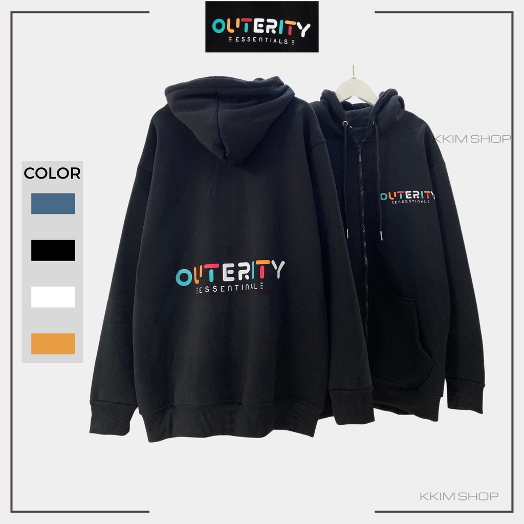Áo NỈ HOODIE ZIP OUTERITY Rainbow, Áo khoác dây kéo Form RỘNG Oversize, Chất Nỉ Bông Cao Cấp, khoác Unisex Nam Nữ