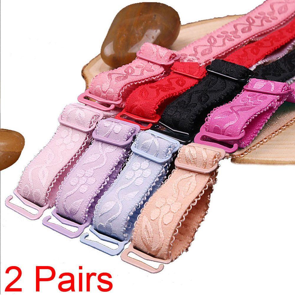 Set 2 Cặp Dây Áo Ngực Thêu Họa Tiết Thời Trang Có Thể Tháo Rời Tiện Dụng