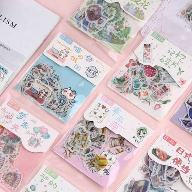 Set 40 sticker washi trang trí theo chủ đề