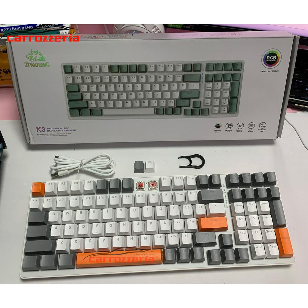Bàn Phím Cơ ZiYou Lang K3 Led RGB 100 Phím Gaming Văn Phòng