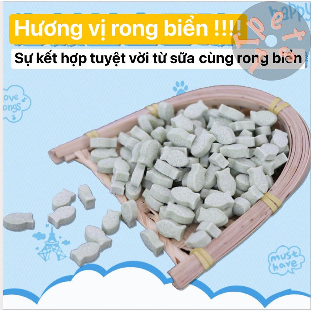 Viên uống canxi sữa dê phô mai- rong biển dành cho chó mèo cưng gói 100gr