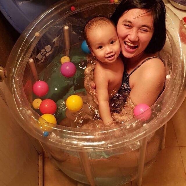 Bể bơi cho bé 80x80 đủ phụ kiện, bể bơi thành cao cho bé