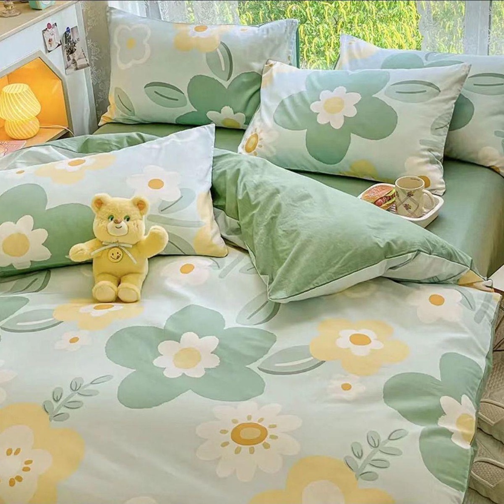 Bộ Chăn Ga Và Vỏ Gối Họa Tiết Hoạt Hình Dễ Thương Cho Giường 1.8M