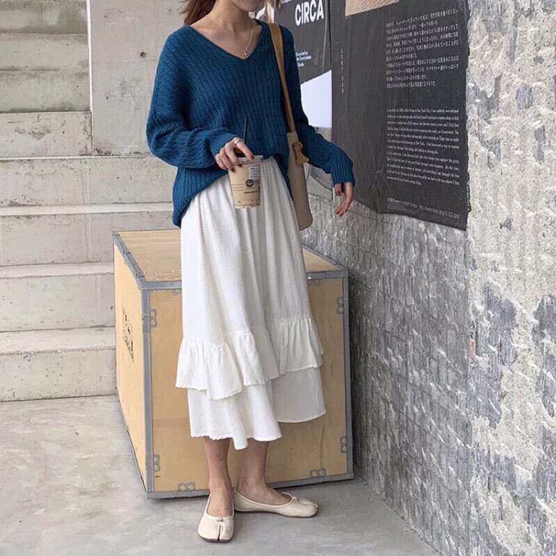 🌸Ảnh thật 🌸 Chân Váy Vạt Bèo 2 Tầng 3 Màu ( freeship) | BigBuy360 - bigbuy360.vn