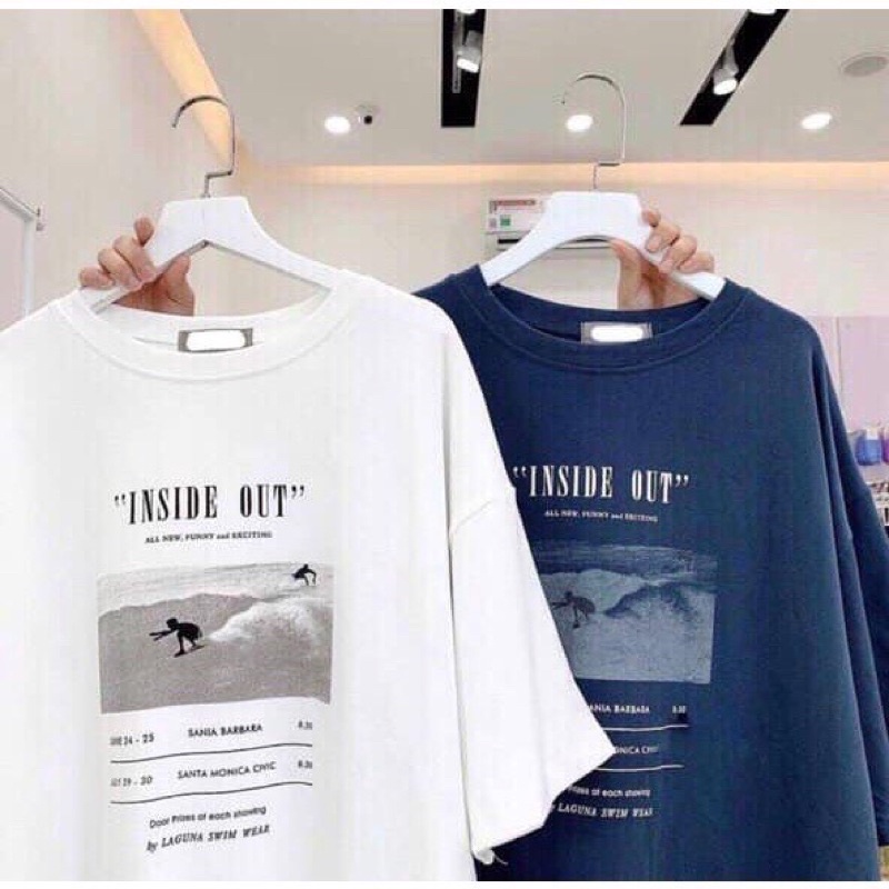 Áo phông tay lỡ INSIDE OUT chất cotton khô 3158 / dài 71 rộng 55