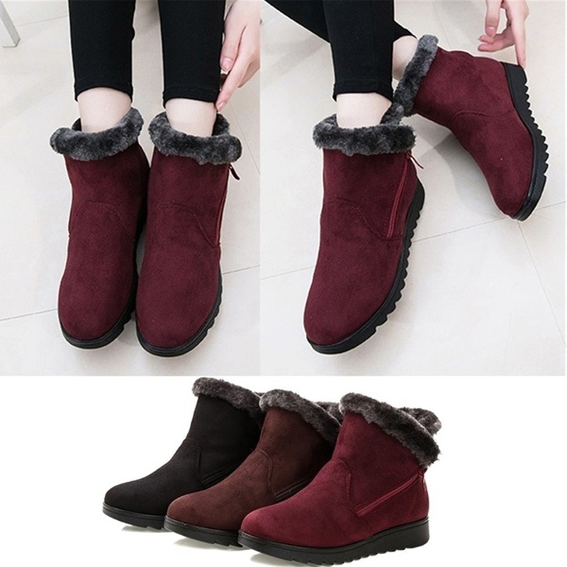 Casual Winter Mother Shoes Women'S Ankle Boots Fashion Flat Warm Boots