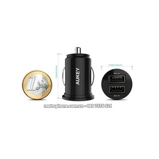 Củ Sạc Xe Hơi Mini Aukey CC-S1 Dual USB 4.8A( Cục Sạc Nhỏ Nhất )