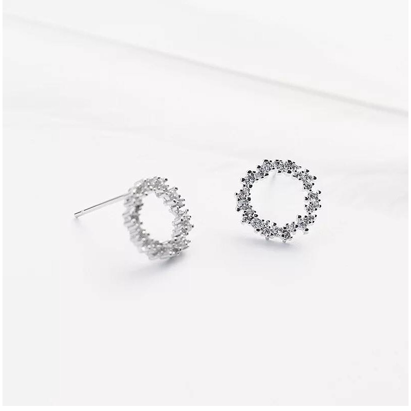 Khuyên tai bạc ý 925 CECY pha lê Swarovski - Khuyên tai tròn huyền thoại biển xanh K12051