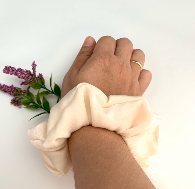 _Cột tóc vải Scrunchies lụa tơ cao cấp
