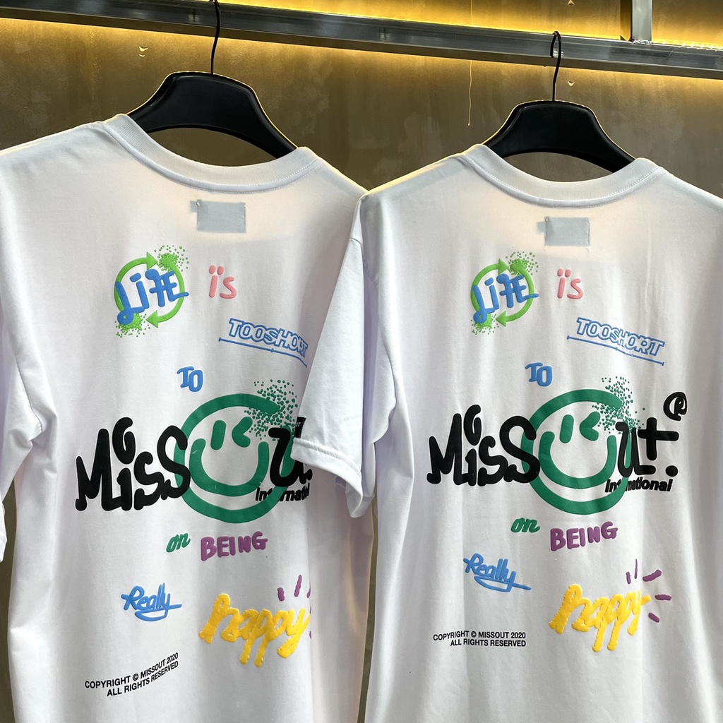Áo thun missout smiley tee áo thun tay lỡ miss out smiley dành cho nam nữ