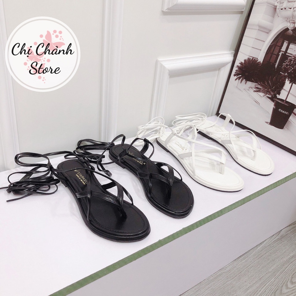 Sandanl Đế Bằng Dây Quấn Cực Xinh Chuẩn Form Dây Cột Dài Dễ Dàng Tạo Kiểu - 2 Màu Đen Trắng Chị Chảnh Store