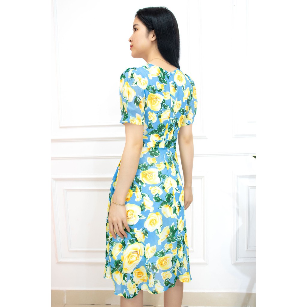 Đầm hoa thiết kế công sở cao cấp [FREESHIP] Váy xòe nữ dự tiệc sang trọng - AMYRA Da038 | BigBuy360 - bigbuy360.vn