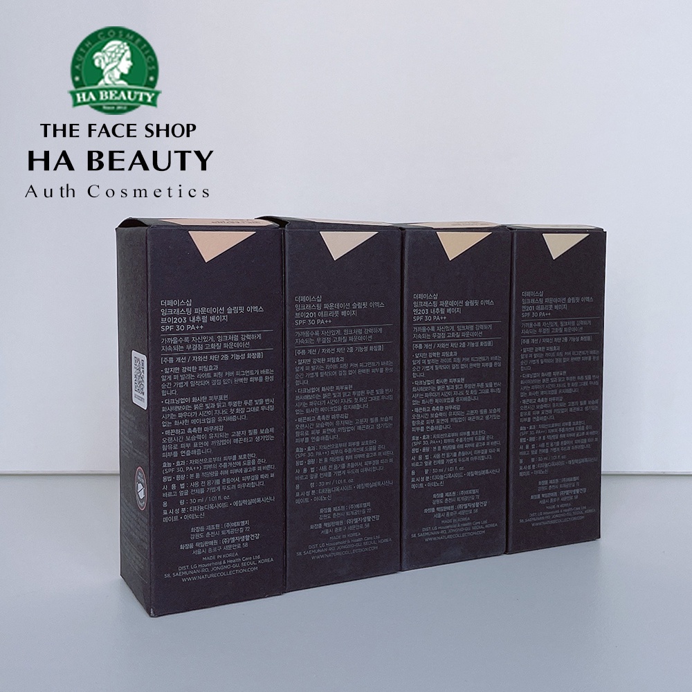 Kem nền che khuyết điểm trang điểm đa năng dưỡng ẩm lâu trôi The Face Shop Ink Lasting Foundation Slim Fit Ex SPF30 PA++