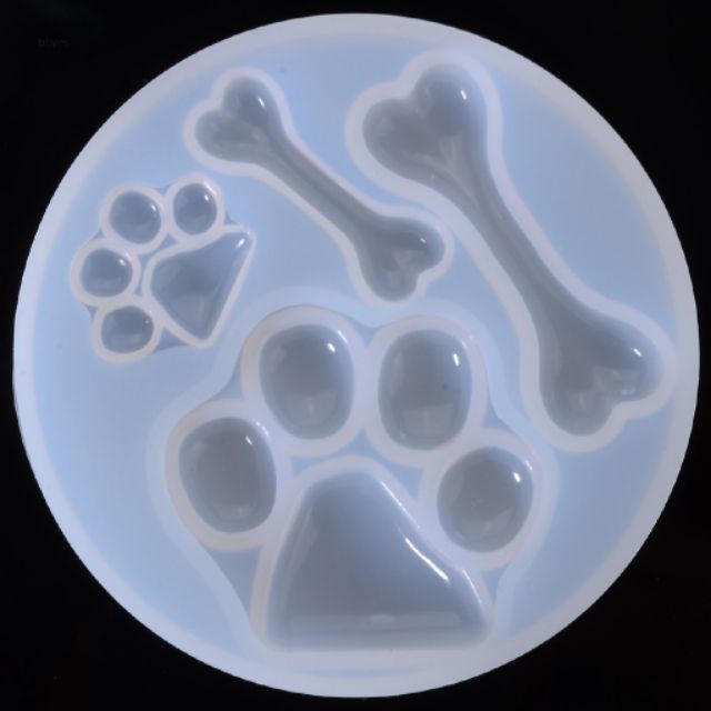 Khuôn silicone tạo hình chân cún và khúc xương cute.